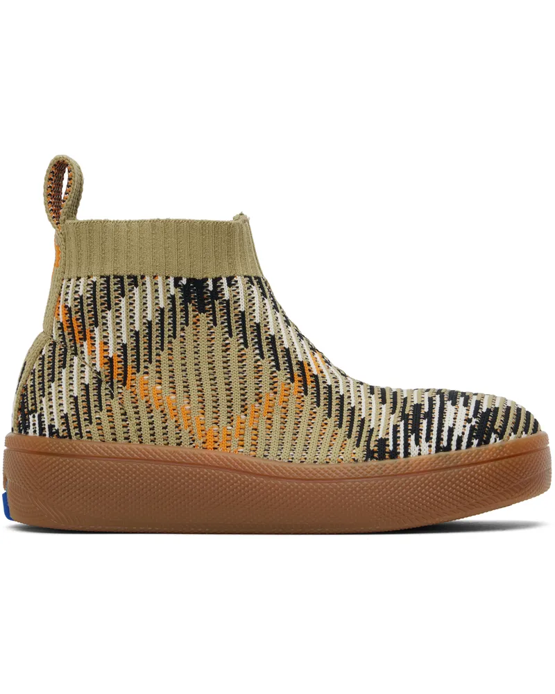 Burberry Kids Beige Check Sock Sneakers Sand