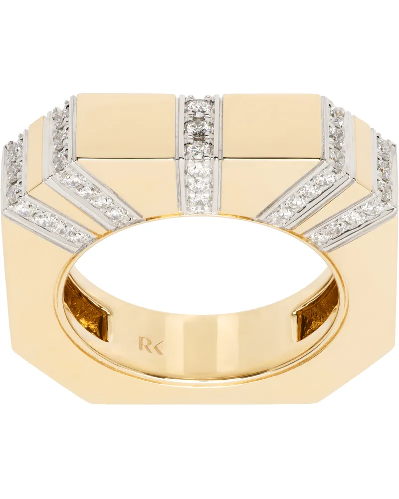 Rainbow K Gold Bold Line Pavé Diamond Ring 14k