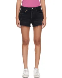 AGOLDE Black Parker Vintage Cut Off Denim Shorts Record