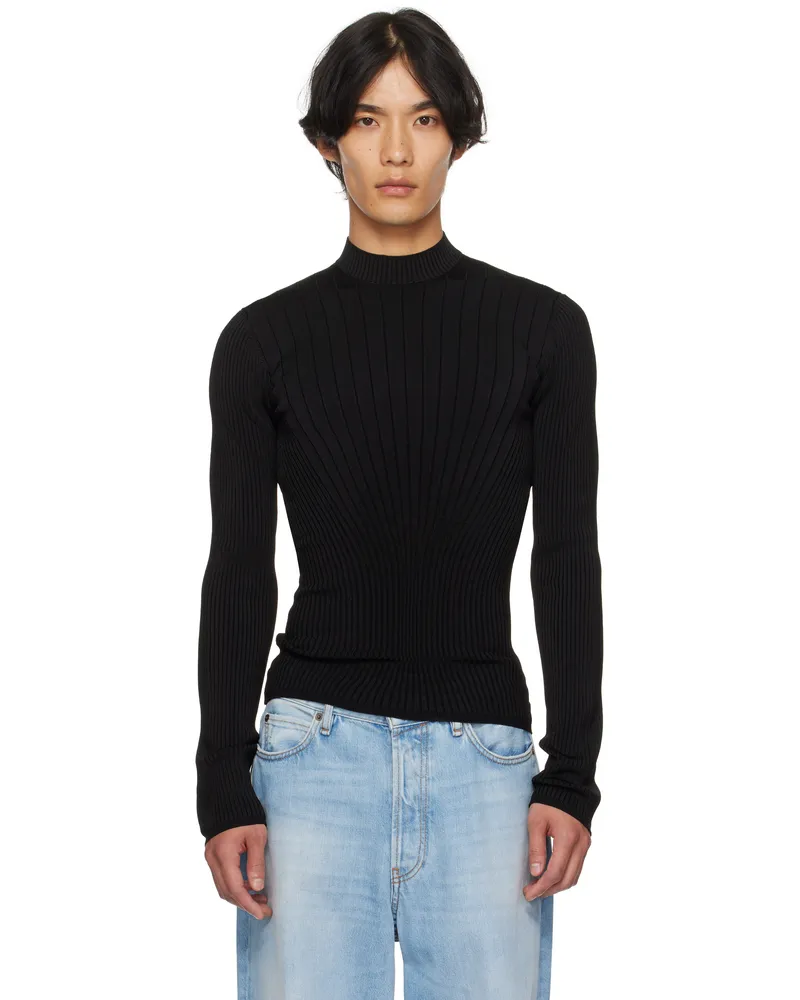 Thierry Mugler Black Sculpting Knit Sweater Black