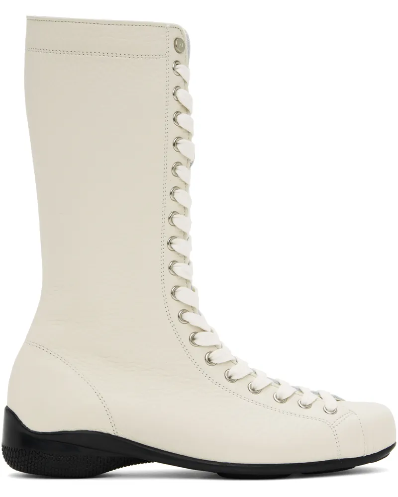 OPEN YY Off-White Lace Up Training Boots White