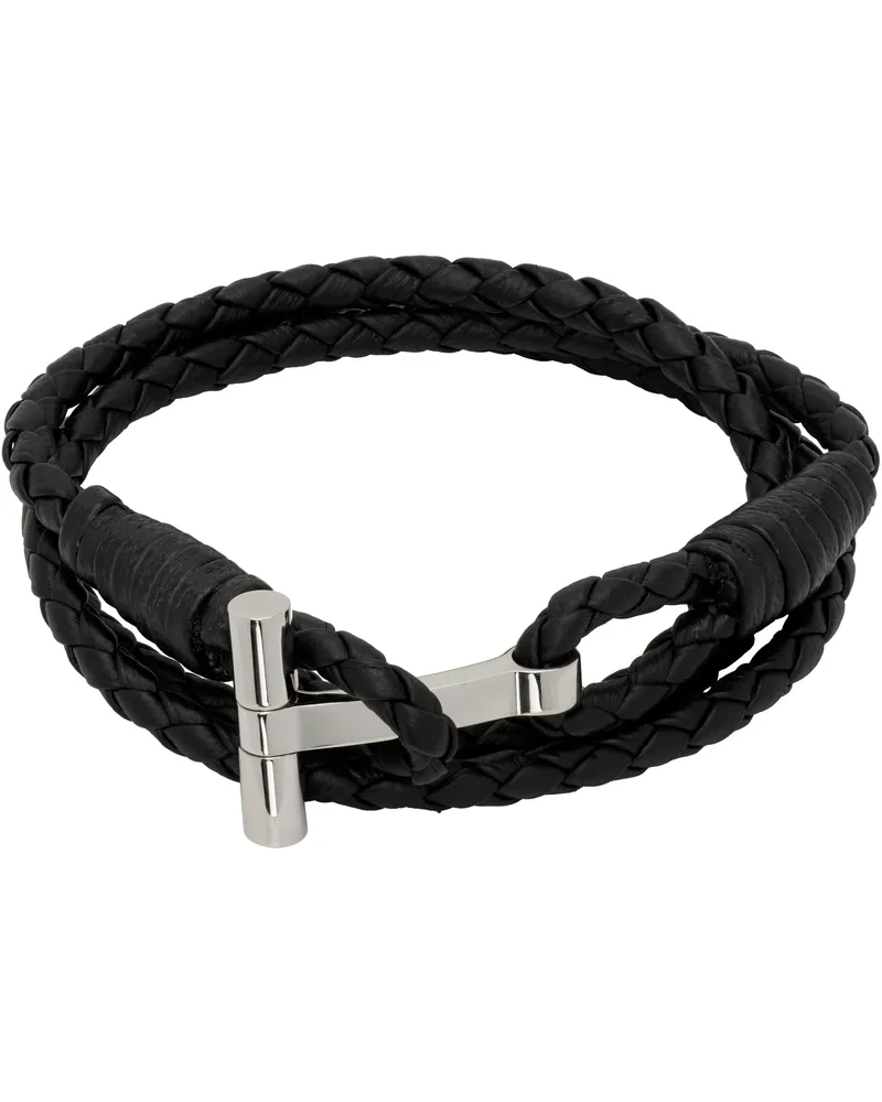 Tom Ford Braided Leather T Bracelet 1n001black