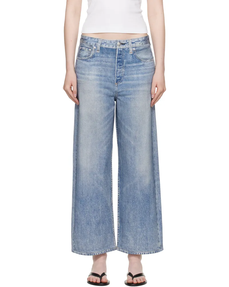 Rag & Bone Blue Wide Miramar Andi Sweatpants Scrlt