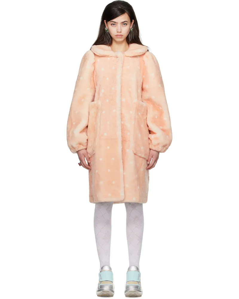 Petra Collins SSENSE Exclusive Pink JennyFax Edition Polka Dot Shearling Coat Pink