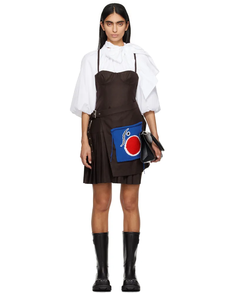 Charles Jeffrey Loverboy Brown Kilt Minidress Brown