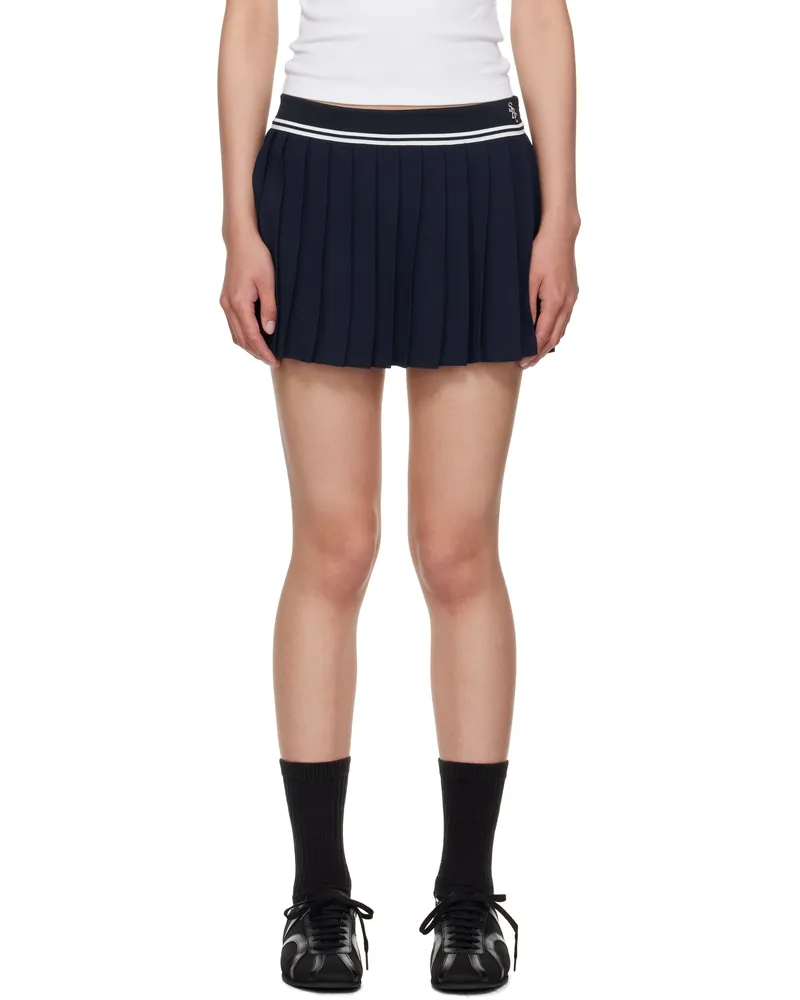 SPORTY & RICH Navy 'SRC' Logo Abigail Miniskirt 3902