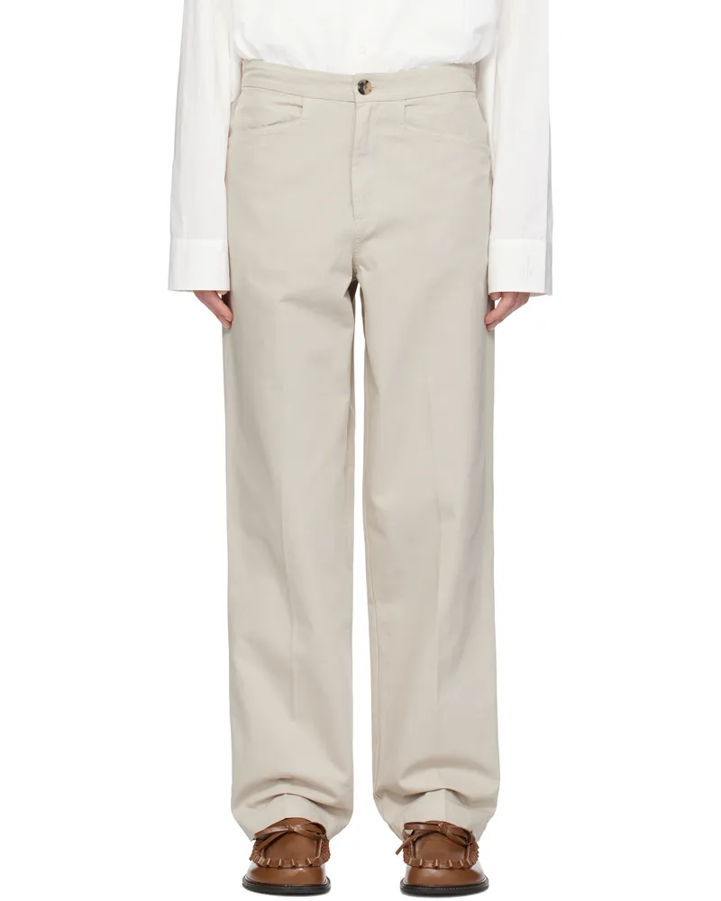 J.W.Anderson Beige Straight Leg Button Detail Trousers 906