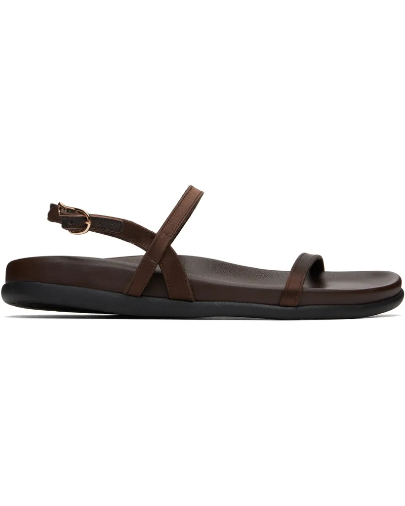 Ancient Greek Sandals Brown Evriali Footbed Sandals Brown