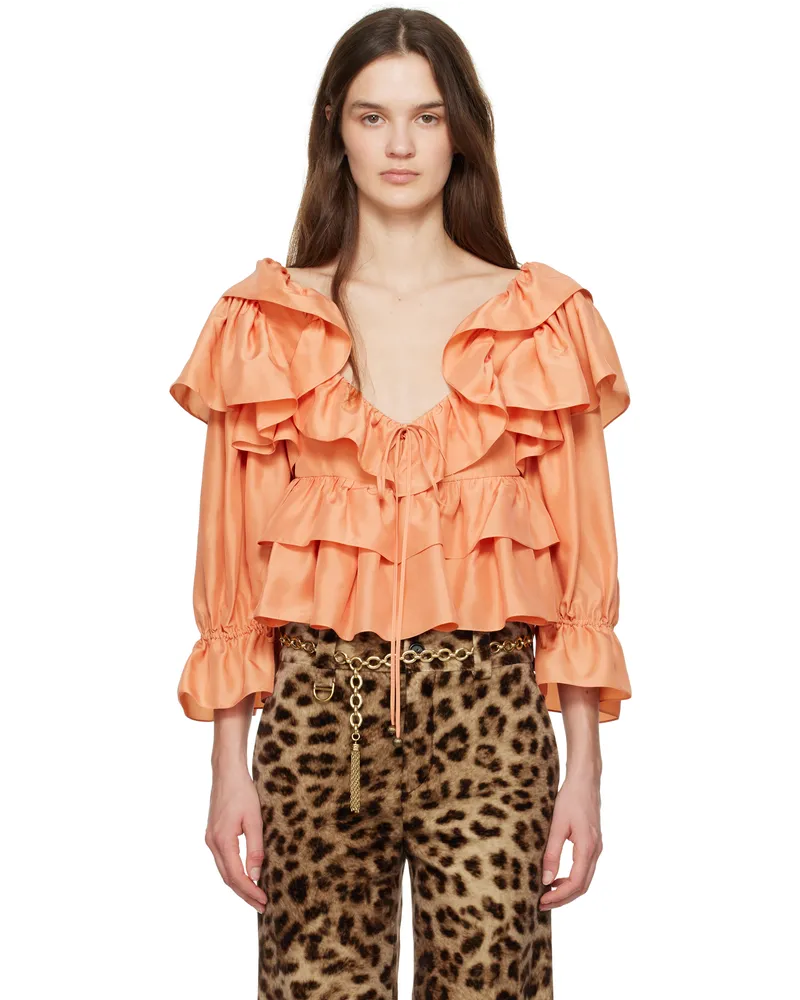Chloé Orange Cropped Ruffle Blouse 82a