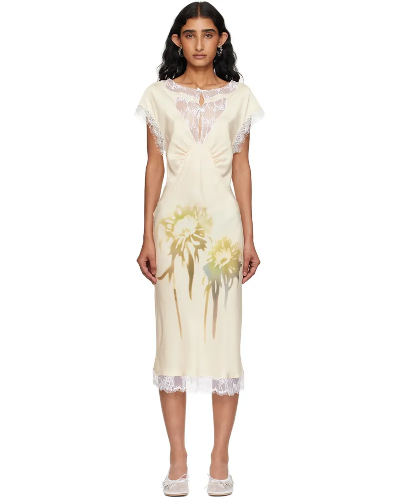 Collina Strada Beige Waterlily Midi Dress Butter