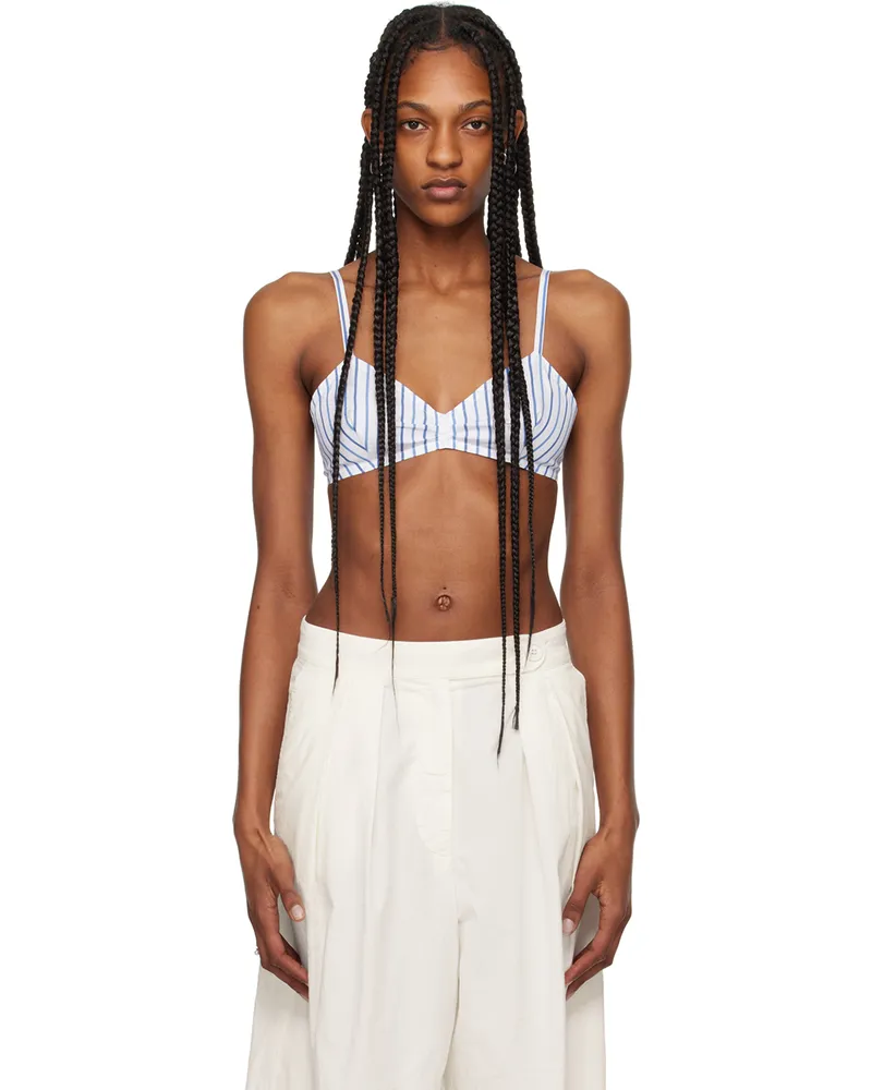 Dries van Noten White & Blue Striped Bra 514