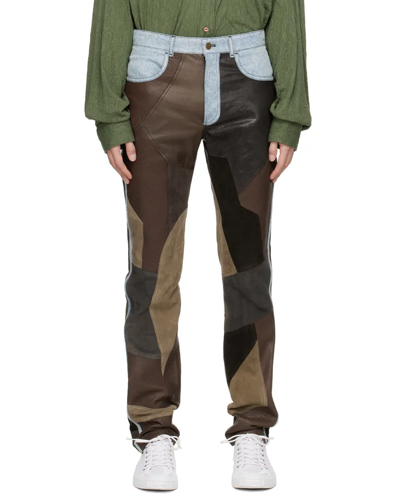 Acne Studios Brown Patchwork Leather Pants Alr