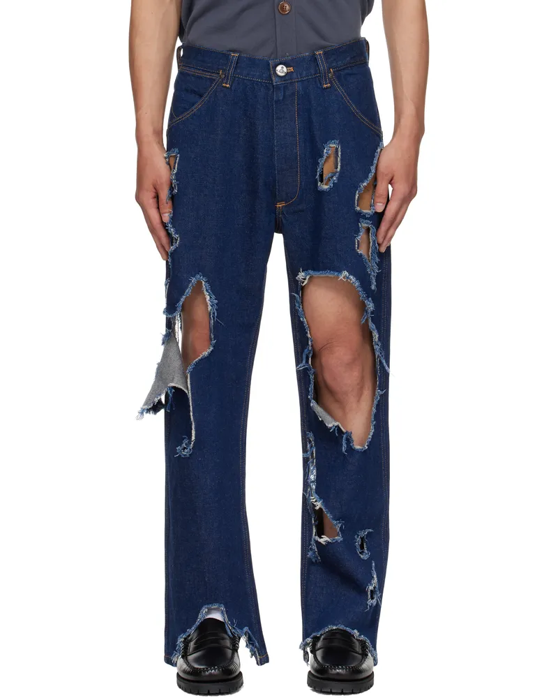 Vivienne Westwood Blue Distressed Ranch Jeans Ss25-k420
