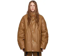 Brown Lambers Faux-Leather Down Jacket