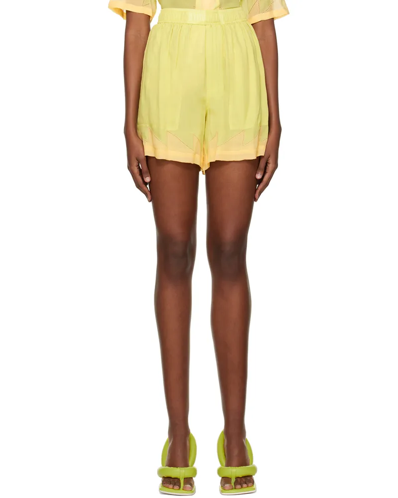BODE Yellow Zig-Zag Shorts Apricot