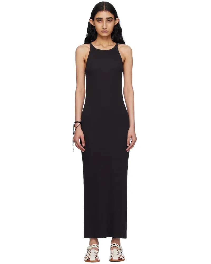 Rag & Bone Black 'The Essential Rib String Tank' Midi Dress Black