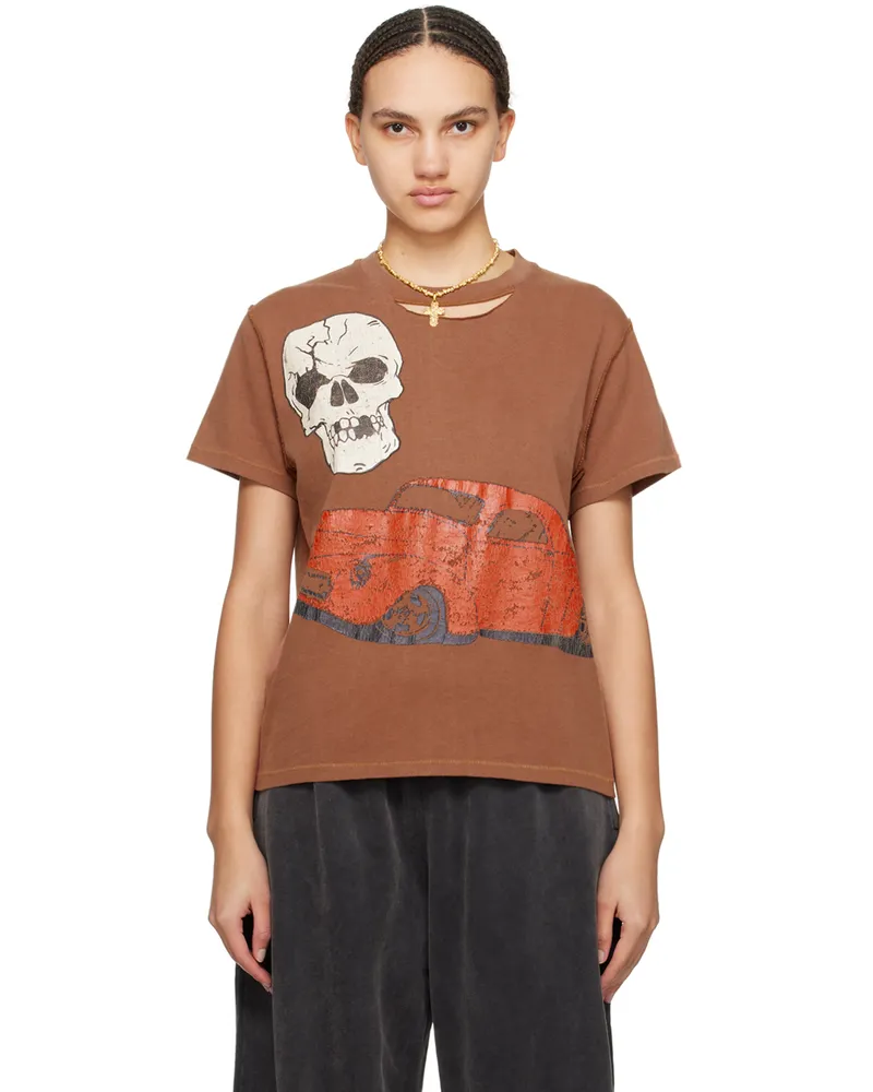 ERL Brown Printed T-Shirt Brown
