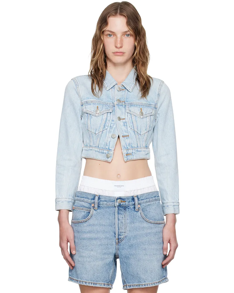 Alexander Wang Blue Shrunken Denim Jacket Bleach