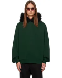 Marni Green Embroidered Faux-Fur Hoodie 00vspherical