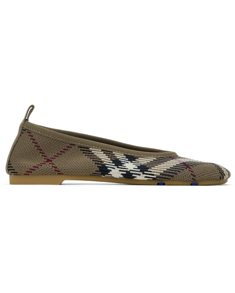 Burberry Khaki Check Ballerina Flats Brush