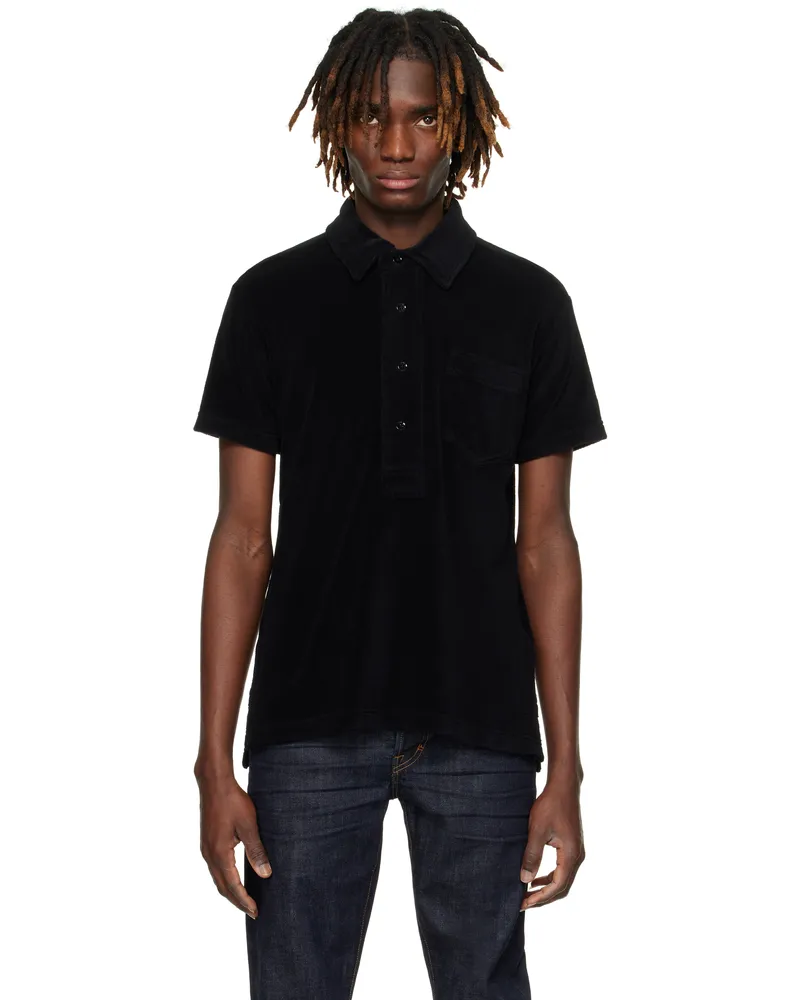 Tom Ford Black Towelling Polo Black