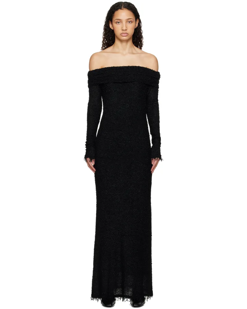 Isabel Marant Black Ormany Bouclé Maxi Dress Black