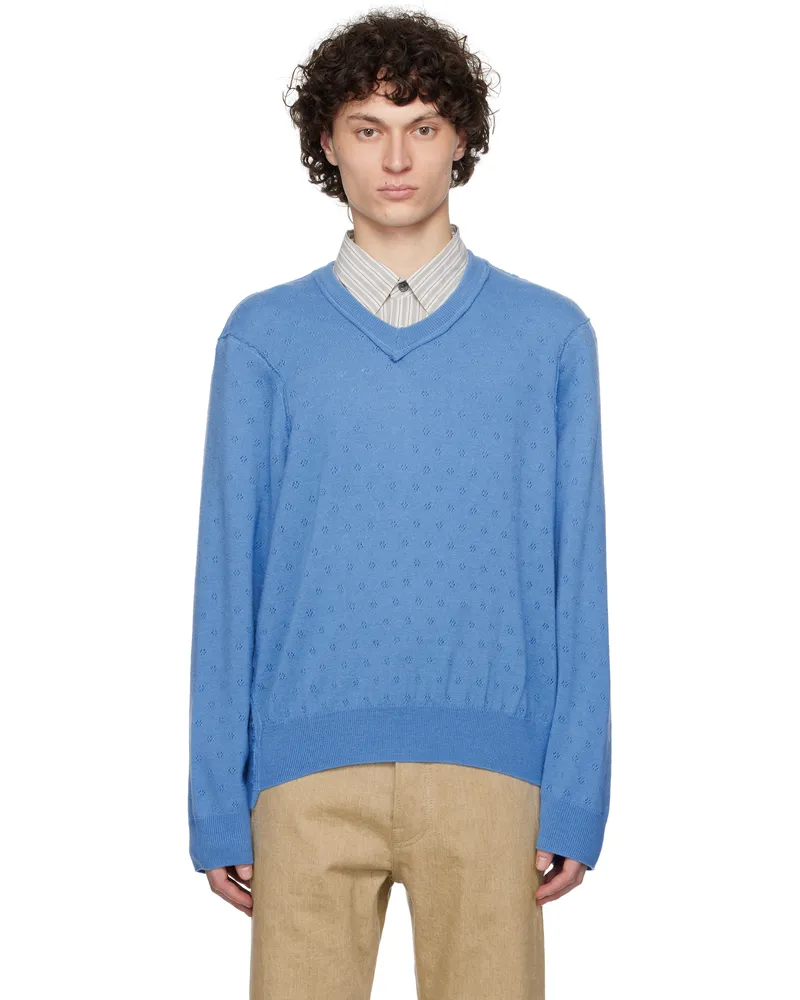 Camiel Fortgens Blue Frankenstein V-Neck Sweater Blue