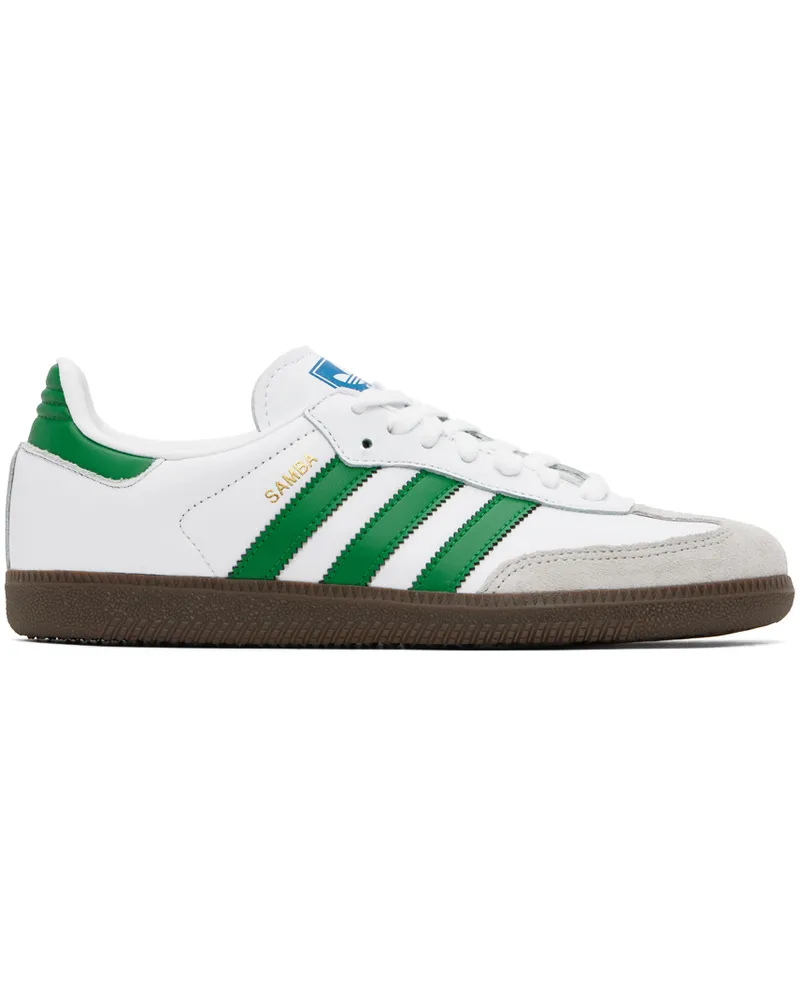adidas White & Green Samba OG Sneakers Ftwr