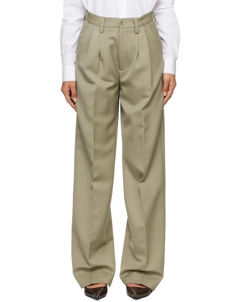 Anine Bing Khaki Carrie Trousers Green