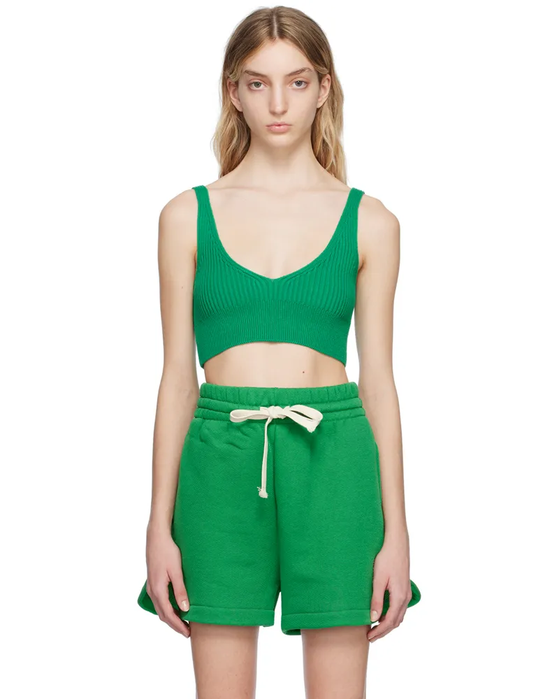 HALFBOY Green V-Neck Tank Top Emerald