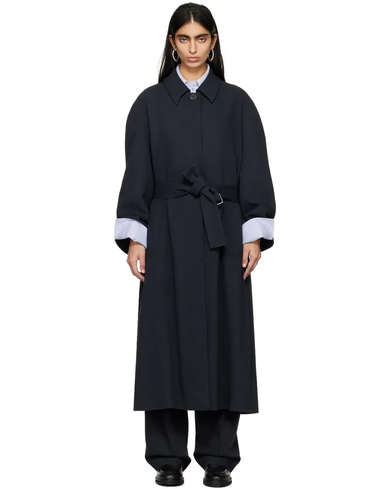 Studio Nicholson Navy Denali Trench Coat Darkest