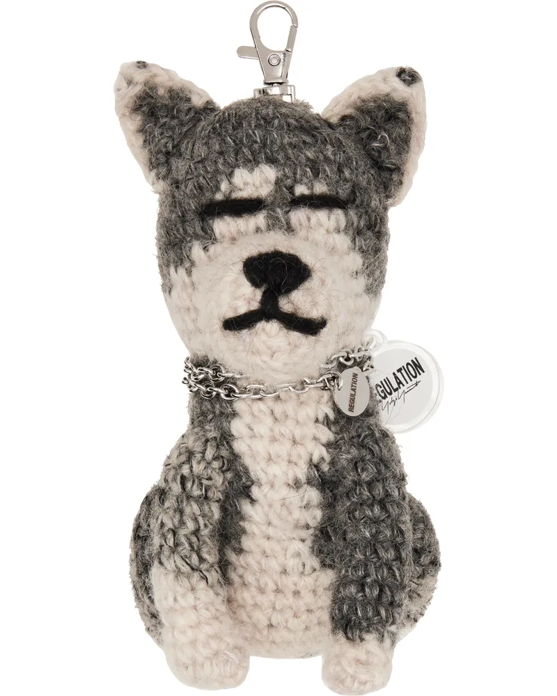Yohji Yamamoto Gray Combination Knit Keychain 1