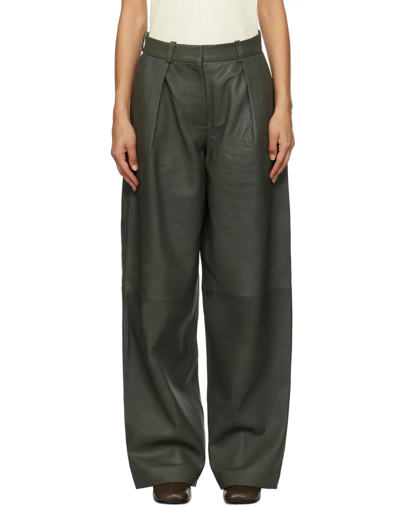 ROTATE Birger Christensen Green Mesh Leather Pants 748
