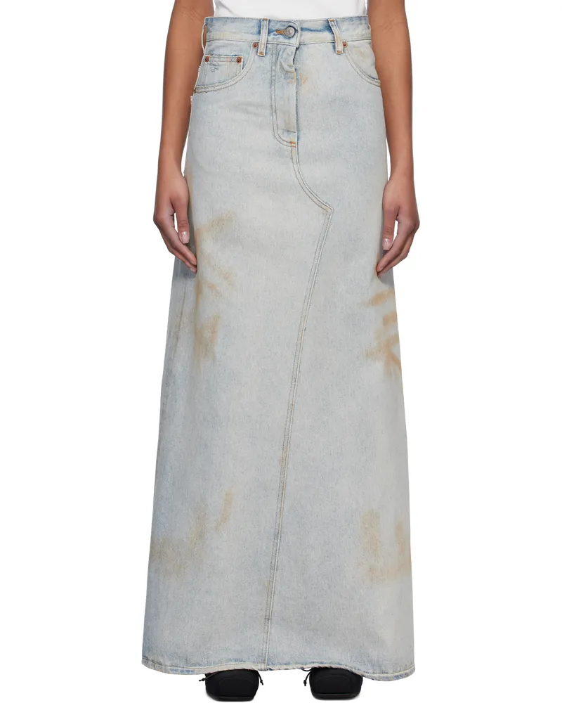 Maison Margiela Blue Distressed Denim Maxi Skirt 982