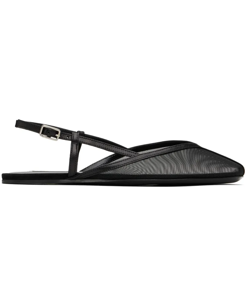 AMI Paris Black Slingback Ballerina Flats Wool
