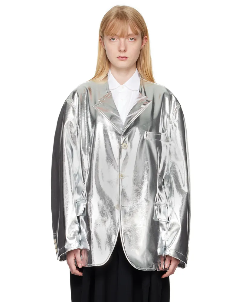 Comme des Garçons Silver Pocket Faux-Leather Blazer 1