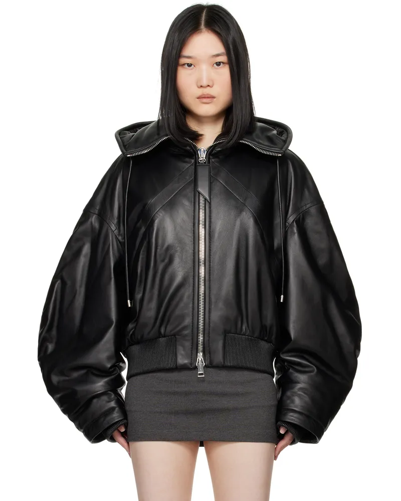 ATTICO Black Leather Bomber Jacket 100