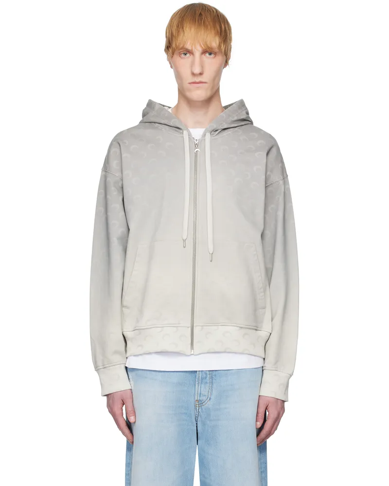 Marine Serre Gray Moon Faded Fleece Zipped Hoodie Gr50