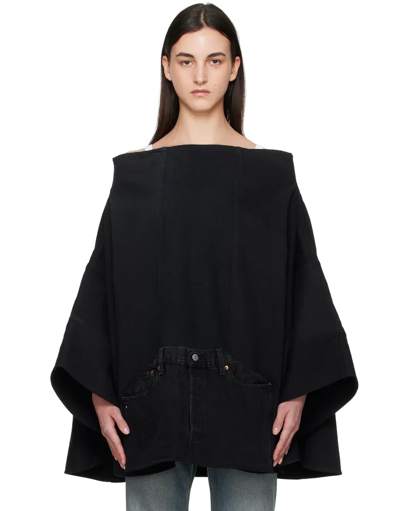 BLESS Black Nº73 Sweaterponcho Vintage Denim Jacket Black