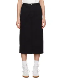 Nothing Written Black H-Line Denim Midi Skirt Washed