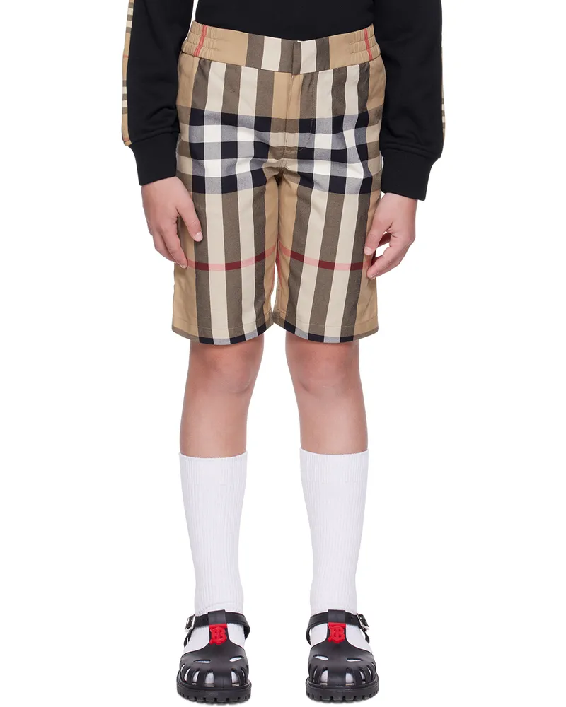 Burberry Kids Beige Check Shorts Archive