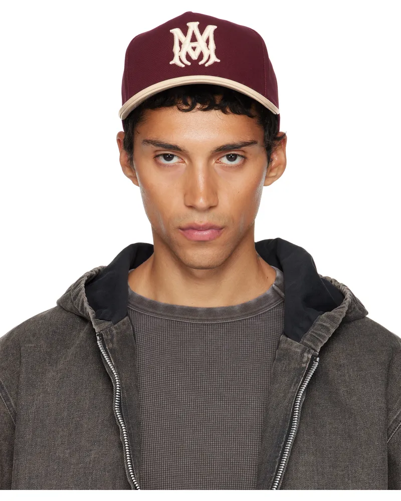Amiri Burgundy & Beige Two Tone Canvas Cap Wine
