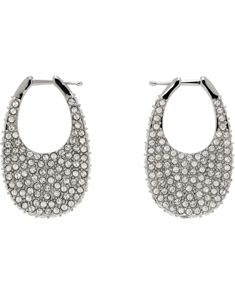 COPERNI Silver Crystal-Embellished Medium Swipe Earrings Silver