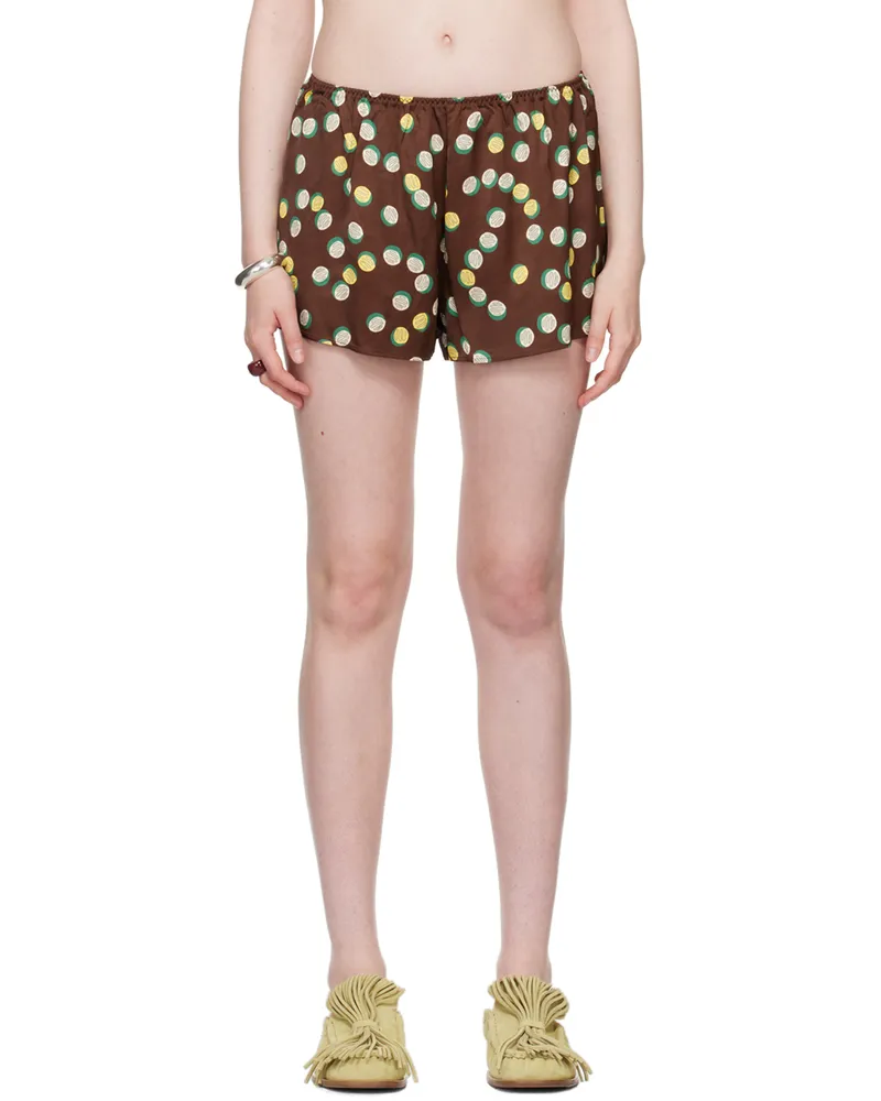BODE Brown Bubble Dot Shorts Brown