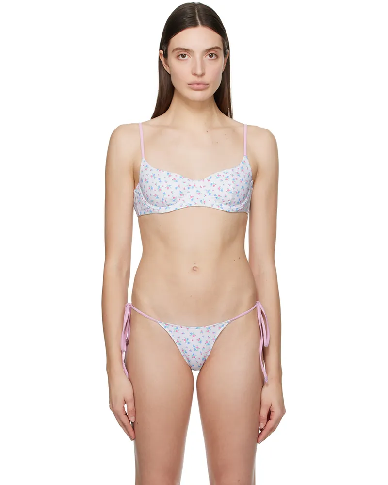 Frankies Bikinis White & Pink Cola Bikini Top Sweet