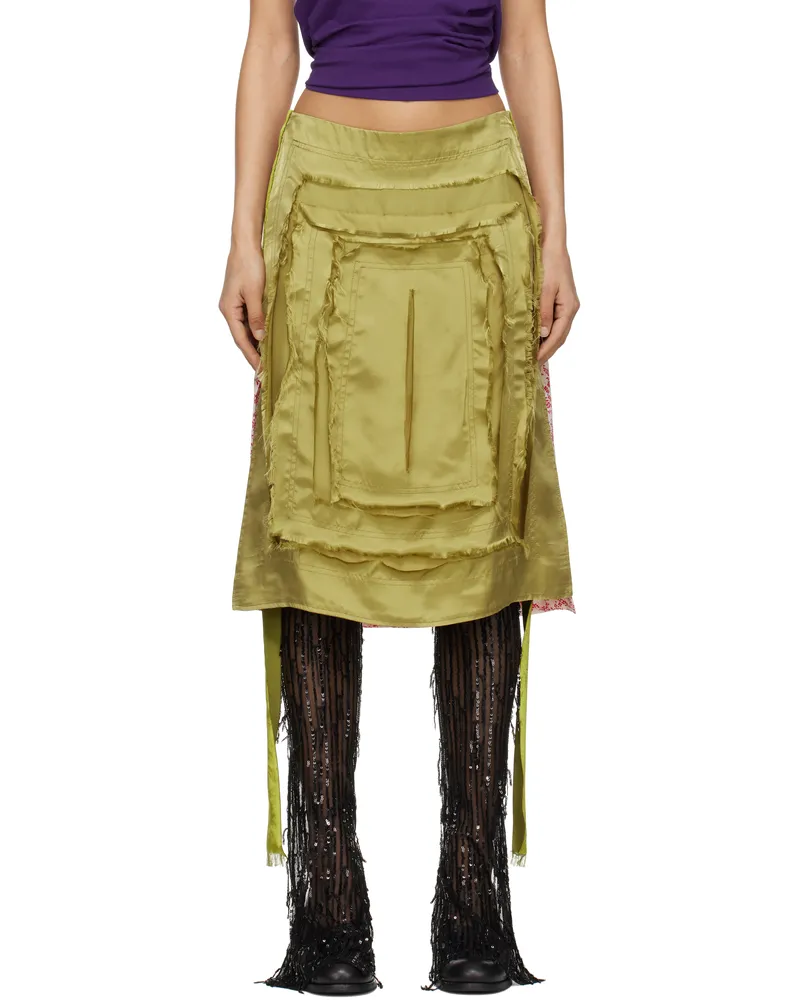 Edward Cuming Green & Red 'Scratch The Itch' Flappy Midi Skirt Dijon