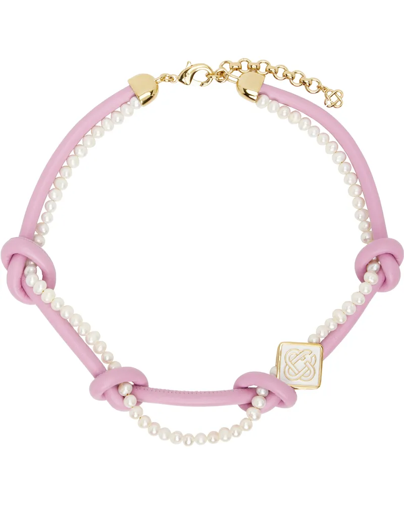 Casablanca Paris Pink & White Knotted Necklace Pink