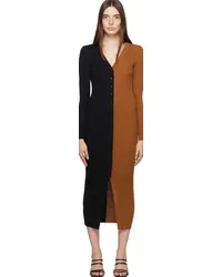 STAUD Black & Tan Shoko Midi Dress Tnbk