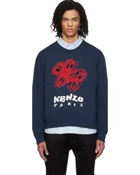 Kenzo Navy Paris Drawn Varsity Sweatshirt Midnight