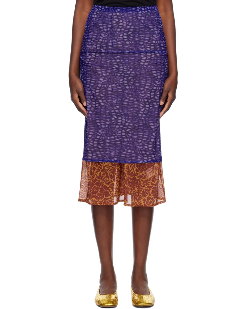 Dries van Noten Purple & Orange Mesh Midi Skirt 401